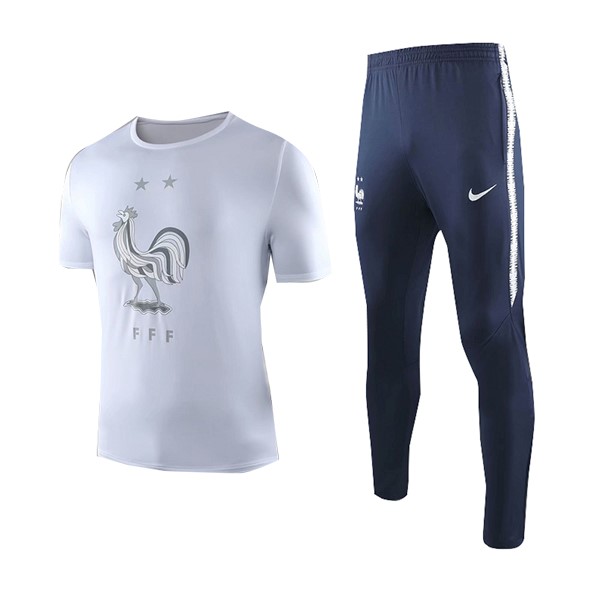 Trikot Trainingsshirt Frankreich Komplett Set 2019 Weiß Blau